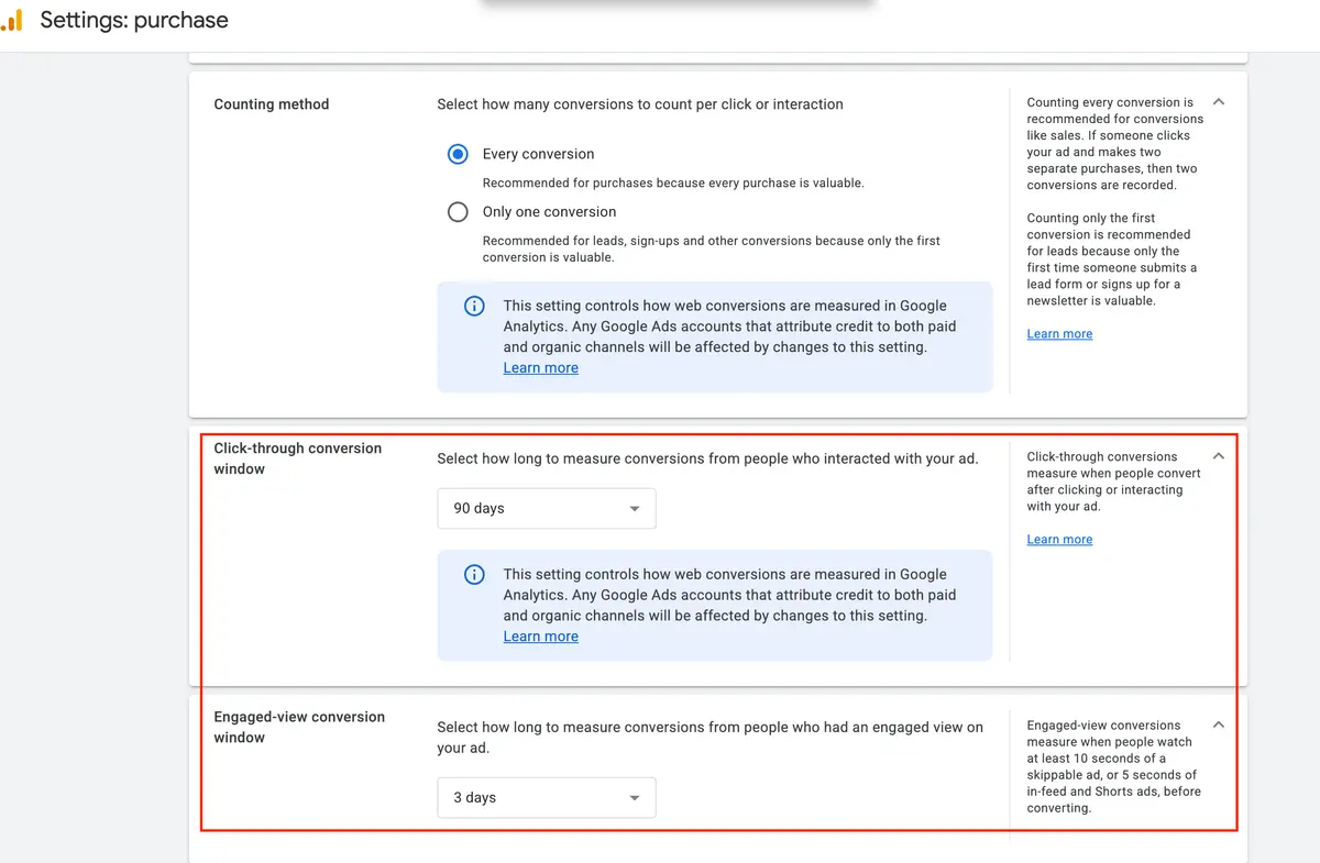 Change EVC and CTC lookback windows