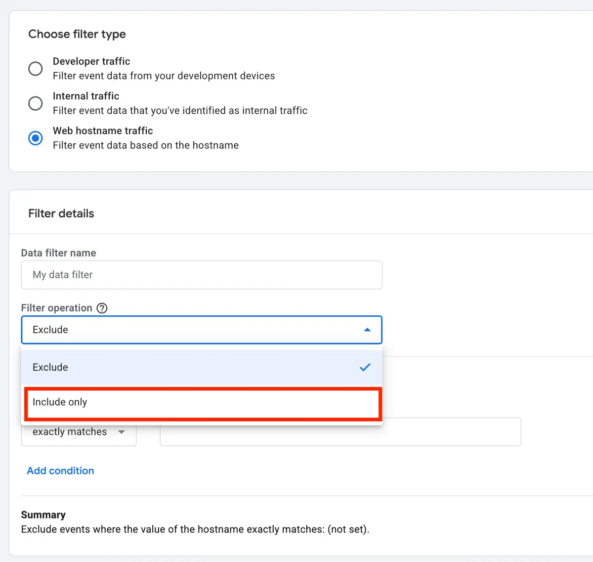 Include Hostname Filter