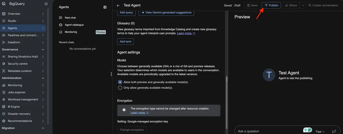 Publish the data agent