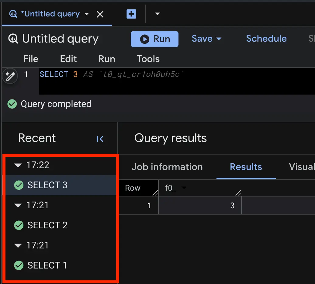 Query history