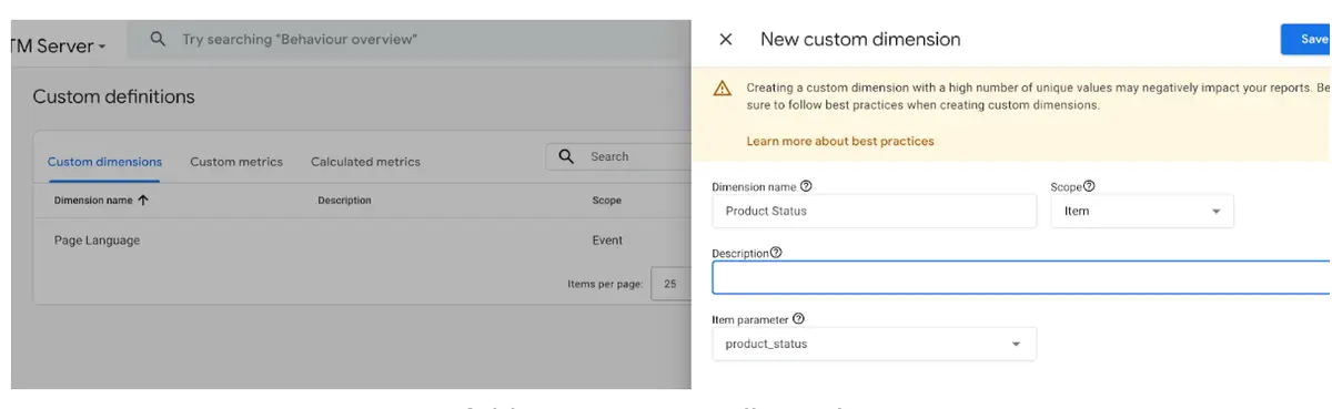 Add a new custom dimension