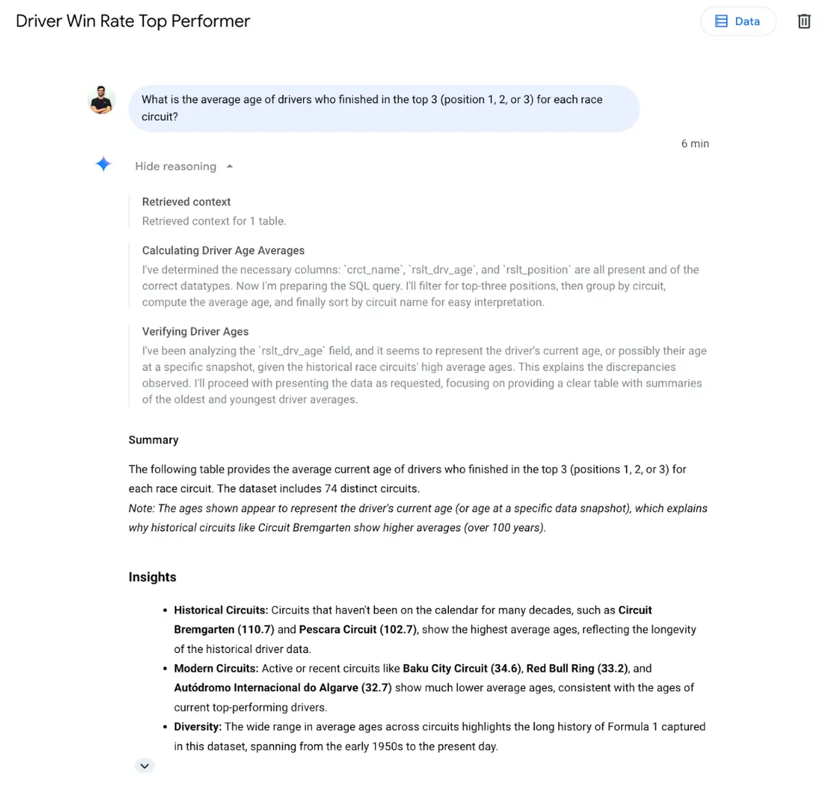 Reasoning in Conversational Analytics