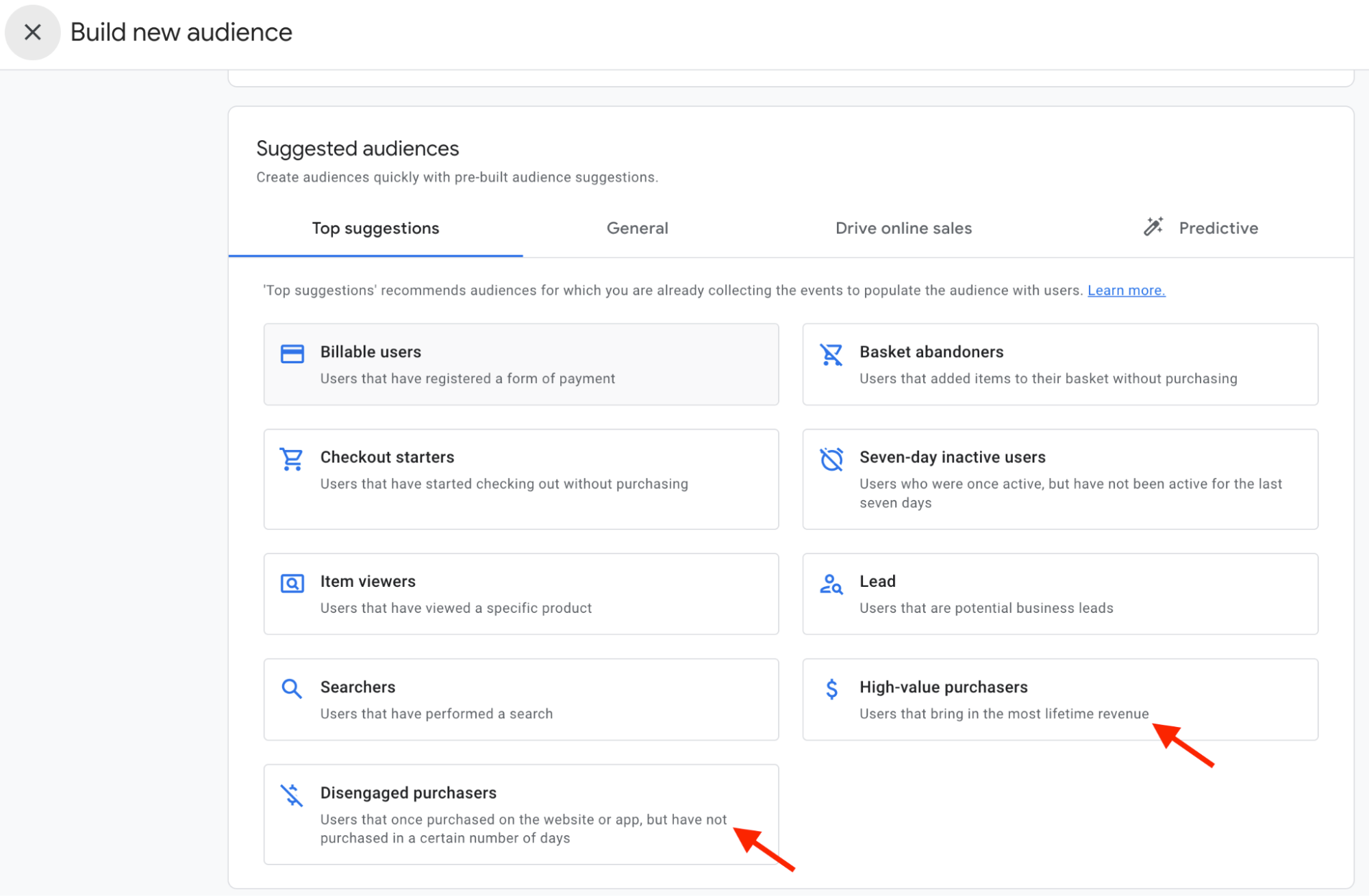 New audience templates