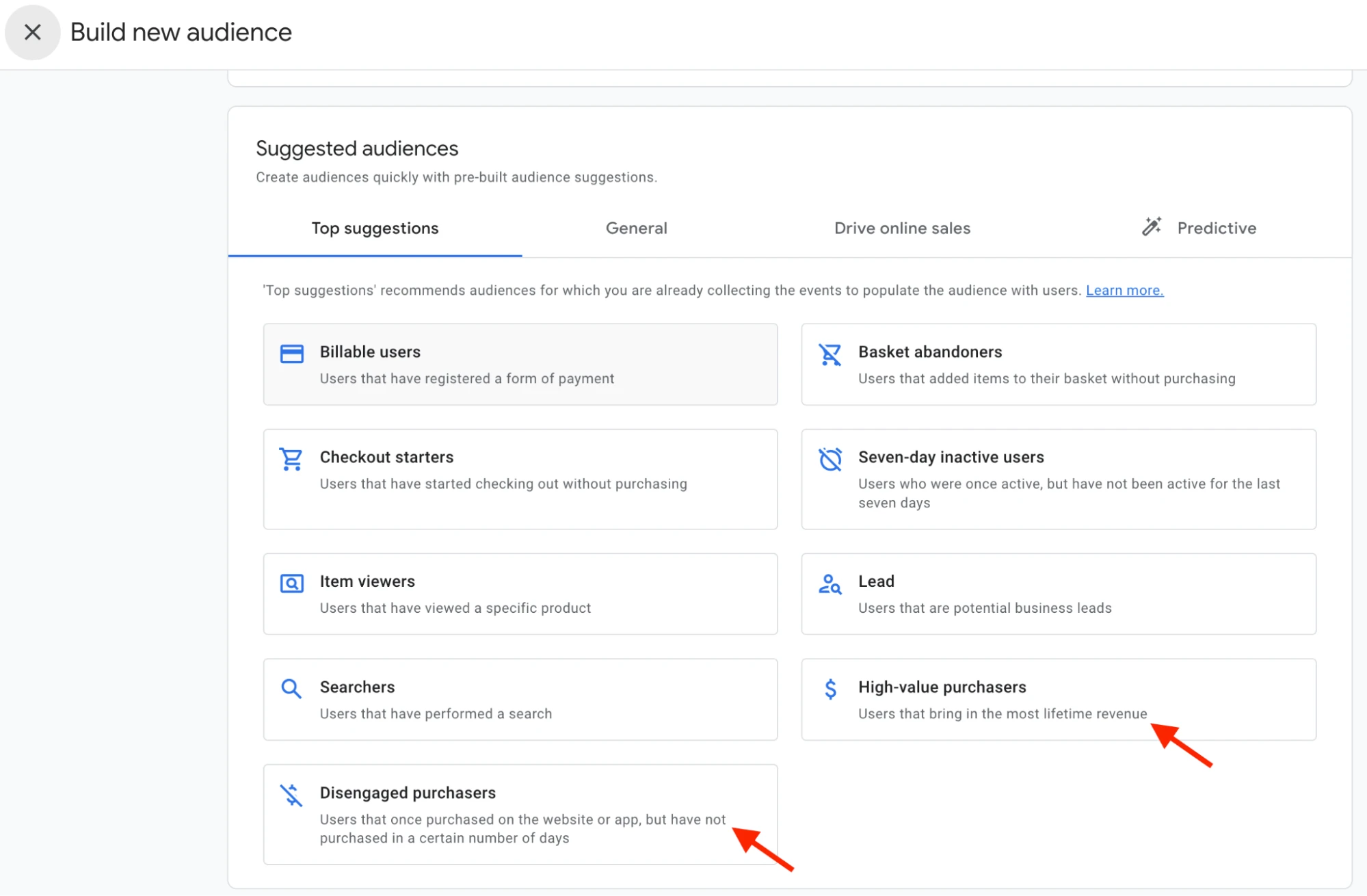 New audience templates