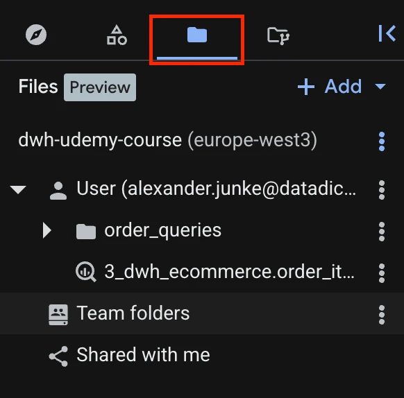 BigQuery Folders
